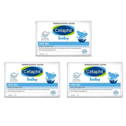 Cetaphil Baby Mild Bar, 75g (Pack of 3)