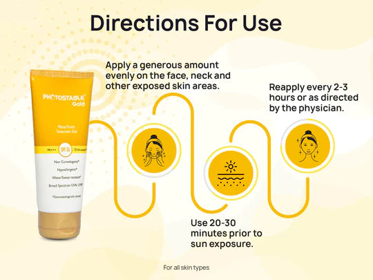 Photostable Gold Matte Finish Sunscreen Gel SPF 55