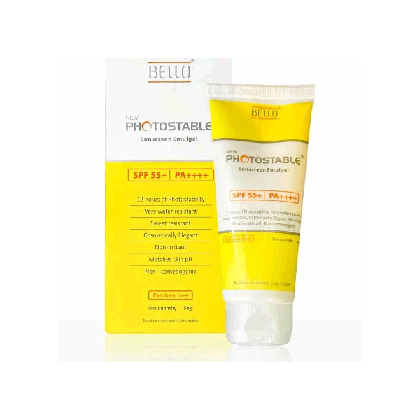 Bello New Photostable Sunscreen Emulgel SPF 55+/PA++++, 50gm